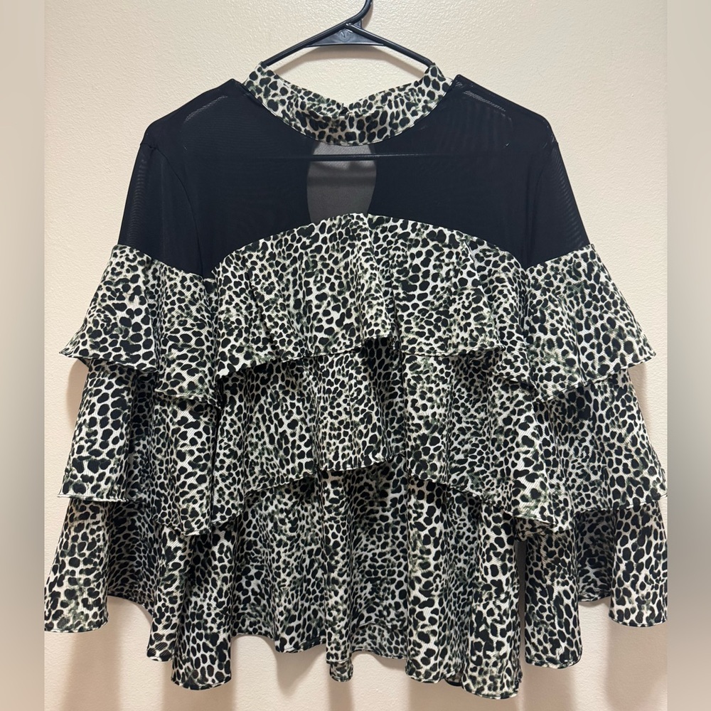 P Luca Milano Layered Cheetah Print Top